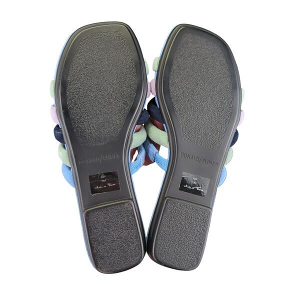 Donald Pliner Kip Slide Sandals Slip-on Suede Women's 5 Blue Green Square Toe - Picture 7 of 8